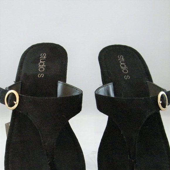 Black Thong Sandal Size 9 Studio S Microfiber - Picture 5 of 10
